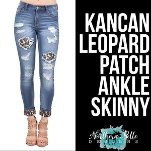 KanCan Leopard Patch Ankle Skinny